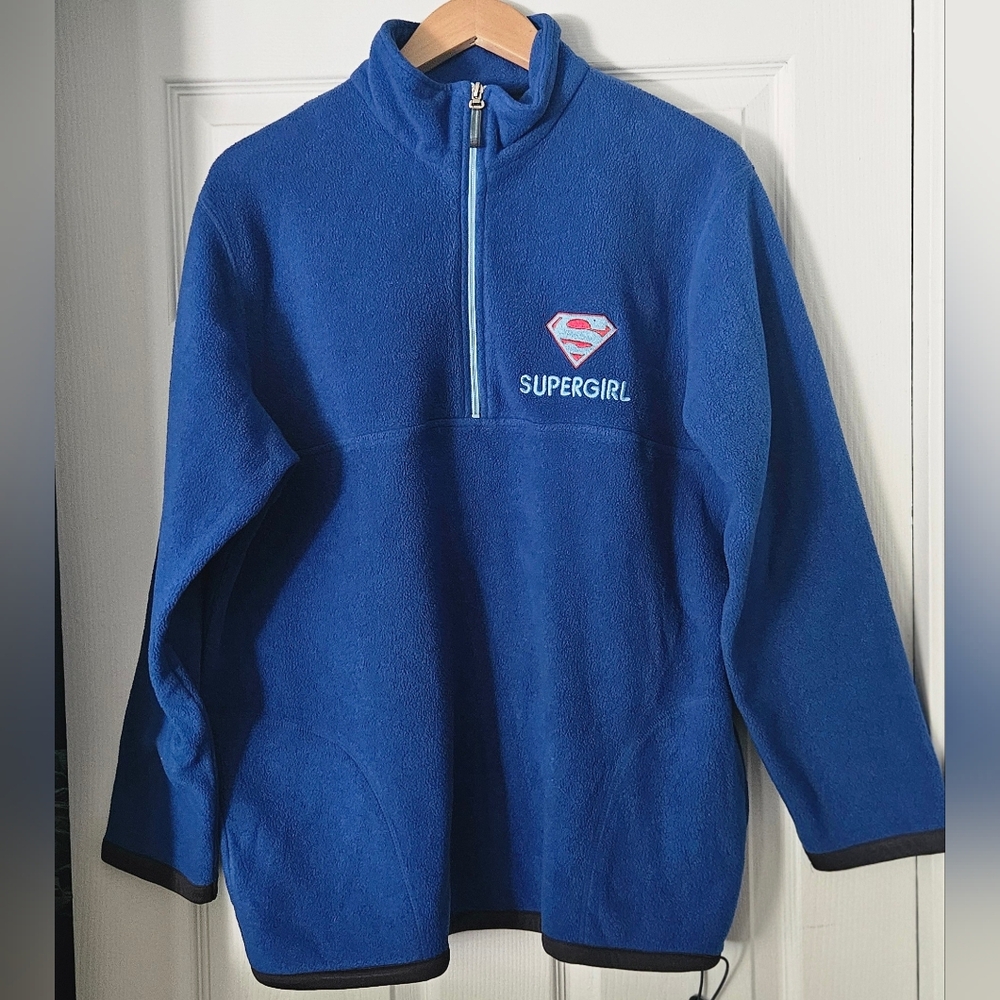 Vintage 2001 Supergirl 1/4 Zip Fleece Sweatshirt Womens XL DC comics